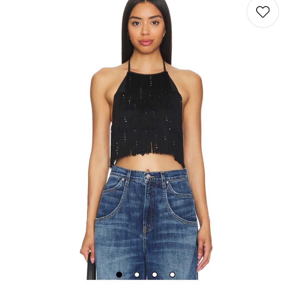 Black Fringe Halter Top